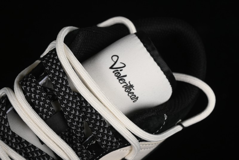 Nike Air Jordan 1 Low AJ1 x Violent Bear Collaboration - Black Beige Mark Line Custom Retro Basketball Shoes - SJ9950-013
