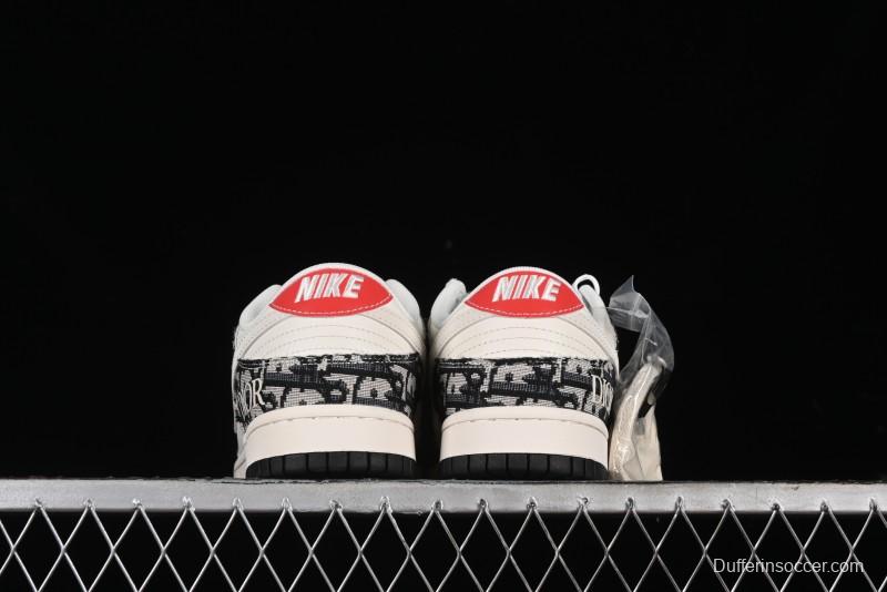 Nike SB Dunk Low Dior Collaboration - Black Grey Pattern Anniversary High-End Custom Low-Top Casual Sneakers - XY1688-010