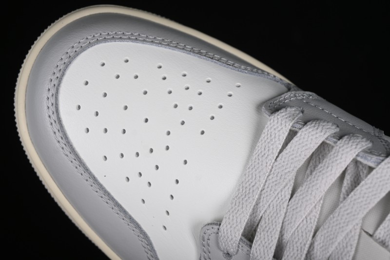 Nike Air Jordan 1 Low Casual Sneakers in White-Grey - FQ7687-300