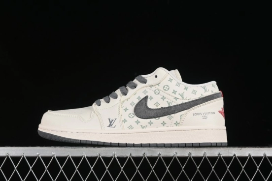 Nike Air Jordan 1 Low LV Collaboration Print Off-White Retro Basketball Shoes - WG8850-010