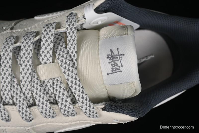 Nike Air Force 1 '07 Low Stussy Collaboration - Light Grey Double Swoosh Casual Sneakers - XZ6188-012