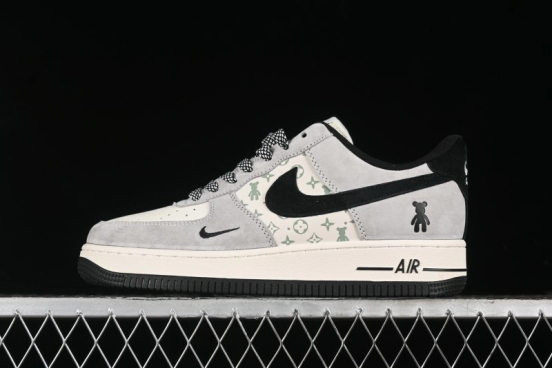 Nike Air Force 1 '07 Low Violent Bear Collaboration - Grey Black Print Low-Top Casual Sneakers - SJ9188-002