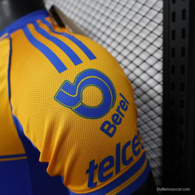 Player Version 25/26 Tigres UANL Home Yellow with Blue Stripes Jersey