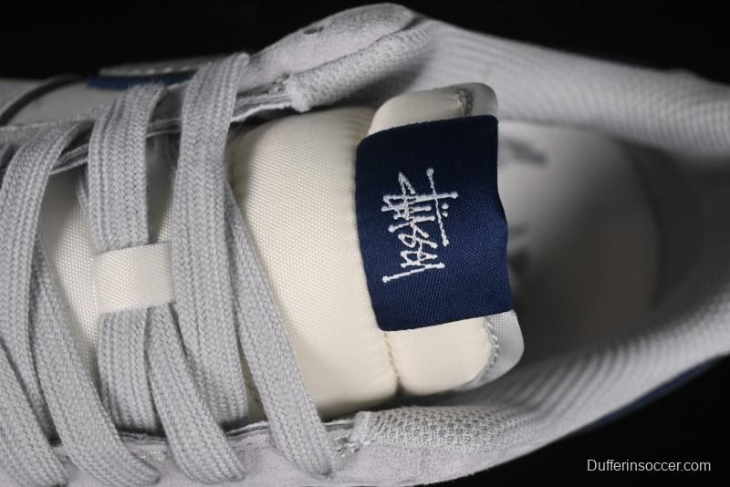 Nike Air Force 1 '07 Low Stussy Collaboration - Grey Pigskin Blue Sole Low-Top Casual Sneakers - XZ3318-028