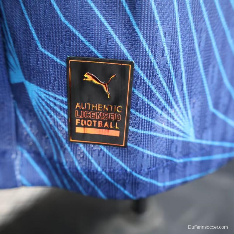 Player Version 25/26 RB Bragantino Blue with Geometric Pattern and Red Bull Logo Jersey