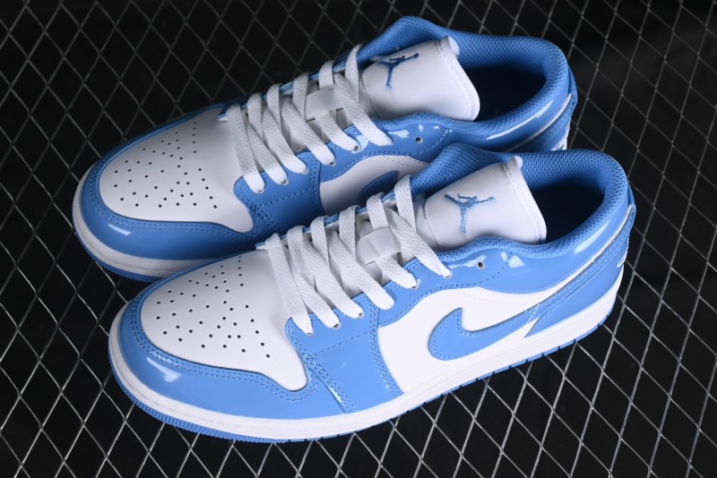 Nike Air Jordan 1 Low AJ1 Patent Leather Blue Casual Sneakers - FZ2138-114
