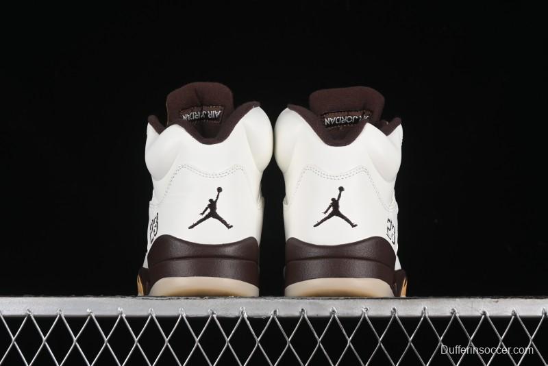 Nike Air Jordan 5 Retro Basketball Shoes in White/Tan - DD9336-200