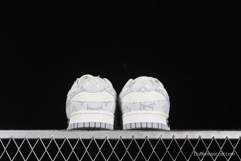 Nike SB Dunk Low LV Collaboration - Purple Denim with White and Purple Swoosh Anniversary High-End Custom Low-Top Casual Sneakers - DJ2024-010