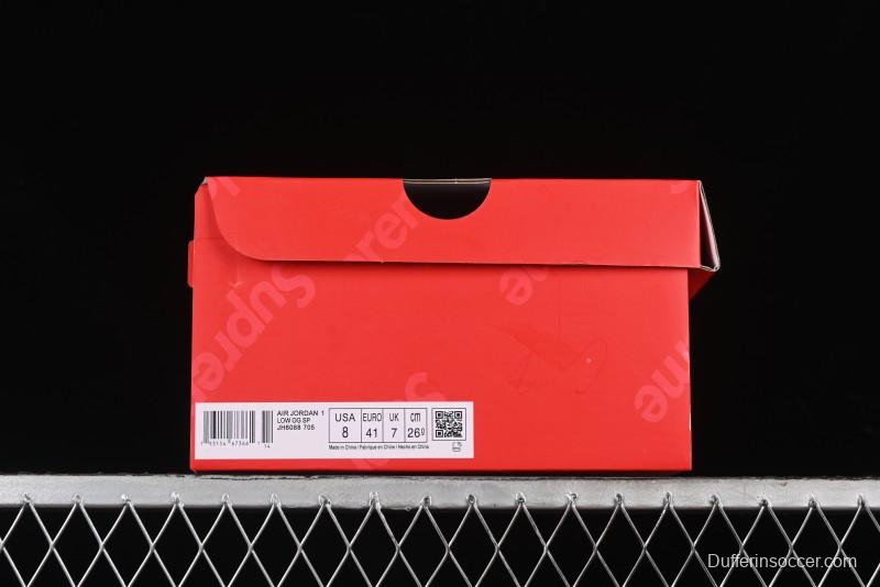 Nike Travis Scott x Fragment Design x Air Jordan 1 Low OG SP AJ1 Supreme Collaboration - Light Grey Denim Two-Tone Low-Top Casual Sneakers - JH6088-705