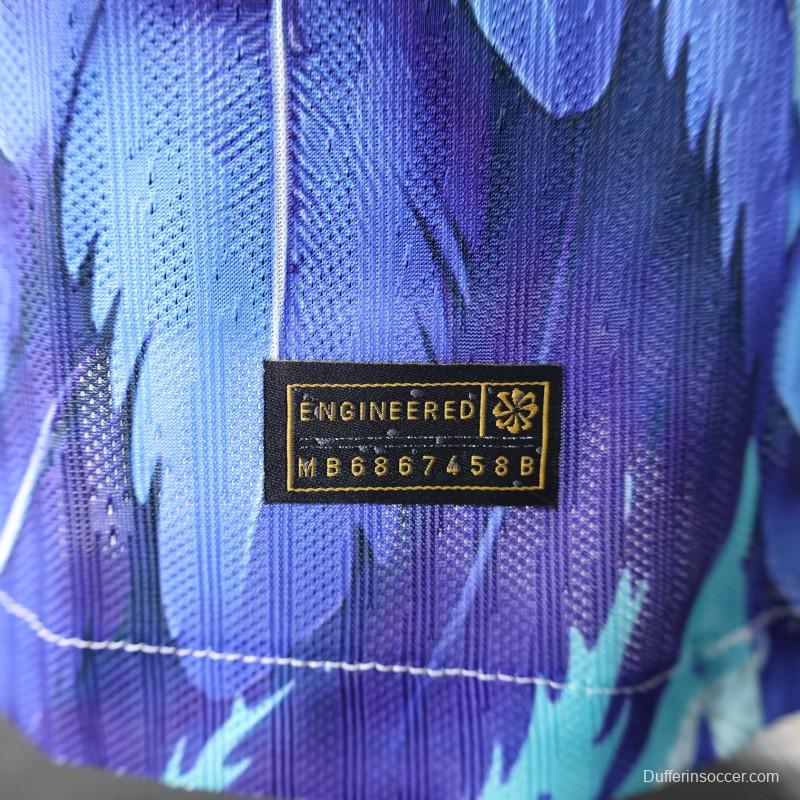 Player Version 2025 Brazil White with Blue Macaw Jersey