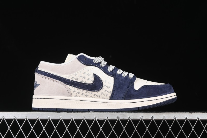 Nike Air Jordan 1 Low BAPE Collaboration Retro Basketball Shoes - WG8850-015