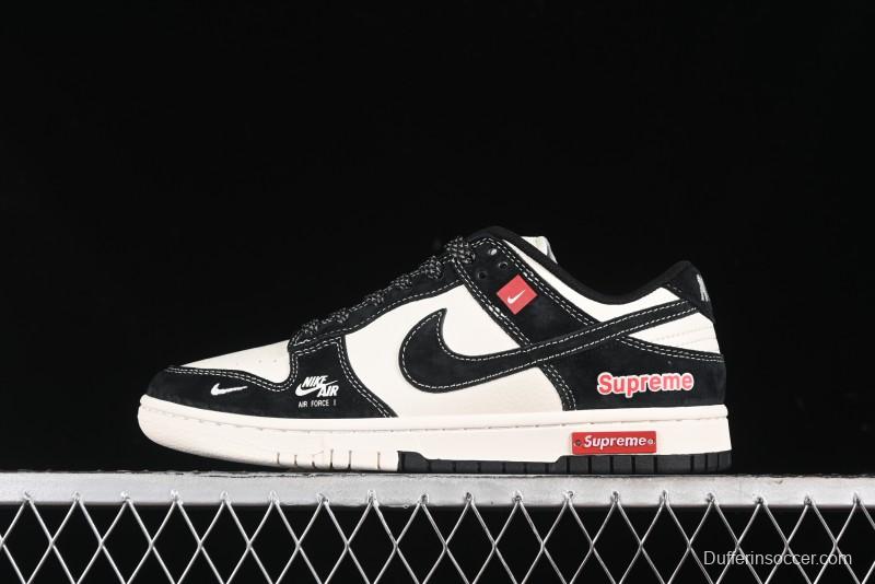 Nike SB Dunk Low SUP Collaboration - Black White Black Swoosh Anniversary Custom Low-Top Casual Skate Shoes - MM1089-020