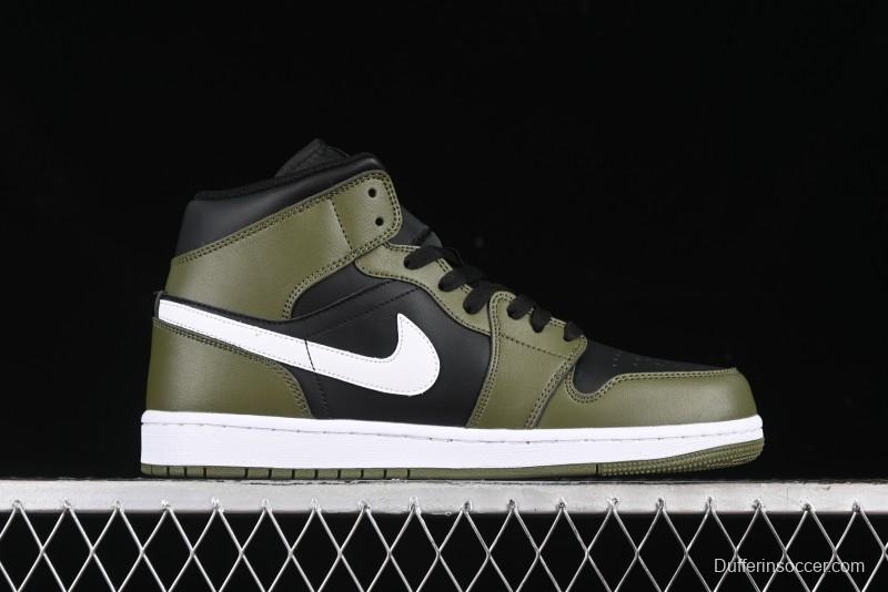 Nike Air Jordan 1 Mid AJ1 Army Green Mid-Top Casual Sneakers - DQ8426-092