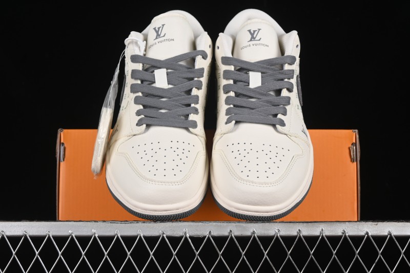 Nike Air Jordan 1 Low LV Collaboration Print Off-White Retro Basketball Shoes - WG8850-010