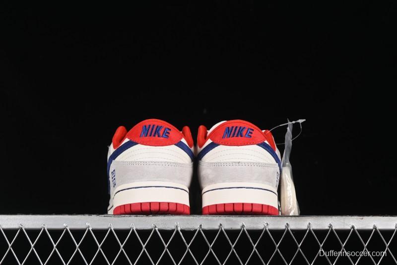 Nike SB Dunk Low Givenchy Collaboration - Gray Blue Red Double Swoosh Anniversary High-End Custom Low-Top Casual Sneakers - CF3688-033