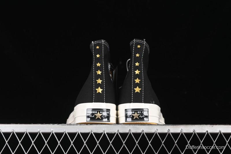 Converse Chuck 1970s High-Top Sneakers with Gold Star Accents and Classic Black & White Design - A12462C