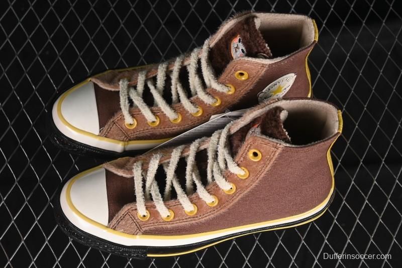 Converse Zoo Happy Pets Series High-Top Fleece-Lined Casual Sneakers with Animal-Themed Design - A12767C