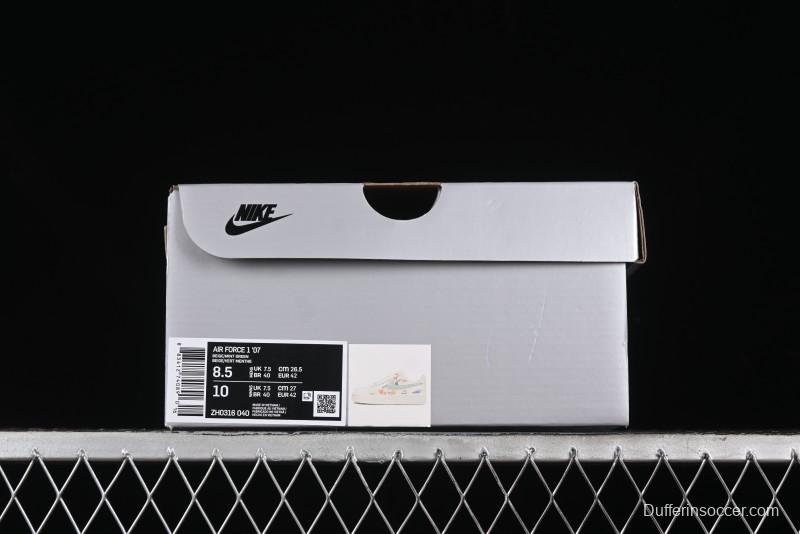 Nike Air Force 1 '07 Low Casual Sneakers with Mint Mambo Anime Theme and Gold Spray - ZH0316-040