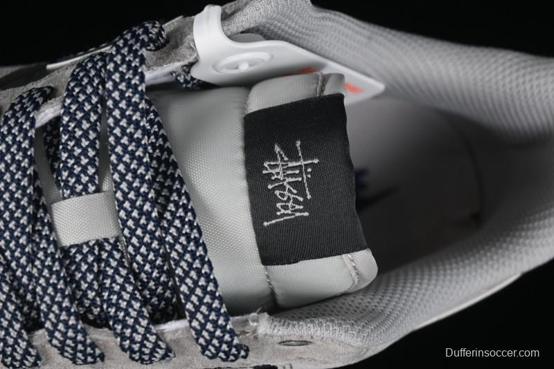 Nike Air Force 1 '07 Low Stussy Collaboration - Grey Pigskin Blue Sole Low-Top Casual Sneakers - SJ6698-005