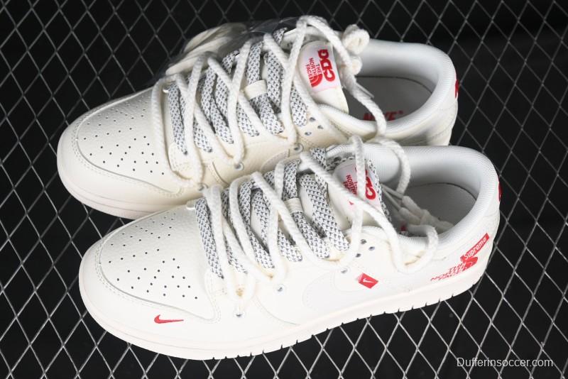 Nike SB Dunk Low x The North Face x Supreme Series - Strap Beige White Hook Anniversary High-End Custom Low-Top Casual Skate Shoes - YX5066-229