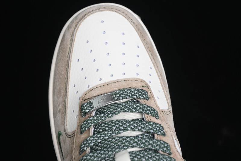 Nike Air Force 1 '07 Low Stussy Collaboration Light Brown Green Low-Top Casual Sneakers - XZ6188-666