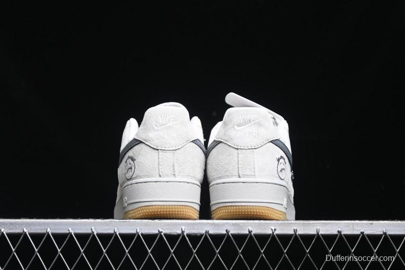 Nike Air Force 1 '07 Low Ghostface Collaboration - Light Grey Pigskin Low-Top Casual Sneakers - DF0188-022