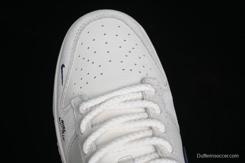Nike SB Dunk Low Supreme x Stussy Triple Collaboration - Off White Navy Swoosh Anniversary High-End Custom Low-Top Casual Skate Shoes - SJ2068-271
