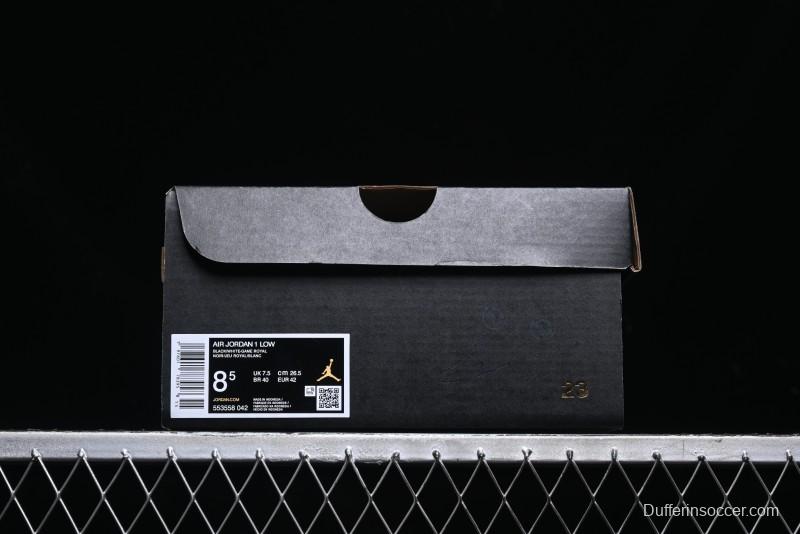 Nike Air Jordan 1 Low Retro Basketball Shoes Black Blue - 553558-042