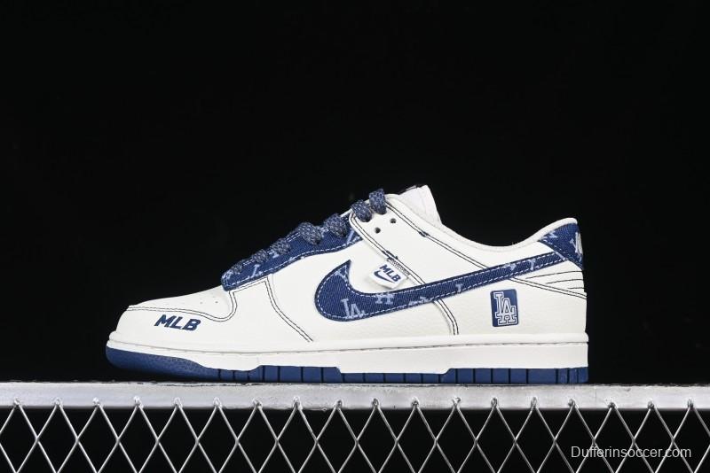 Nike SB Dunk Low MLB Collaboration - Denim Blue Swoosh Anniversary Customized Low-Top Casual Sneakers - DJ2024-044