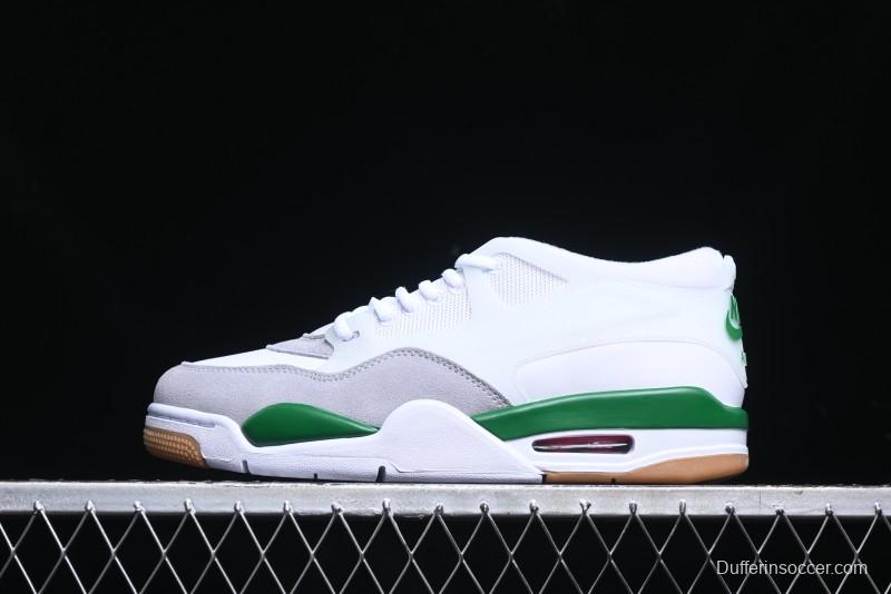 Nike Air Jordan 4 Remastered AJ4 Retro Sneakers in White Green with Gum Sole - FQ7939-103
