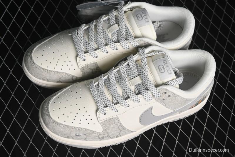 Nike SB Dunk Low Gucci Collaboration - Smoke Grey Sole Anniversary High-End Custom Low-Top Casual Skate Shoes - XX2025-802