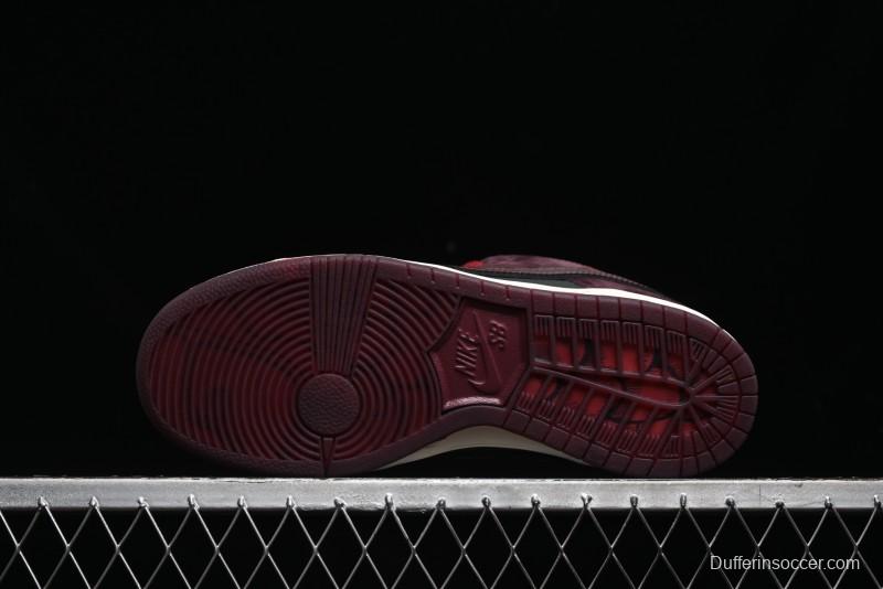 Nike SB Dunk Low Bordeaux Red Skate Shoes Collaboration with Riot Skateshop - FZ1289-200