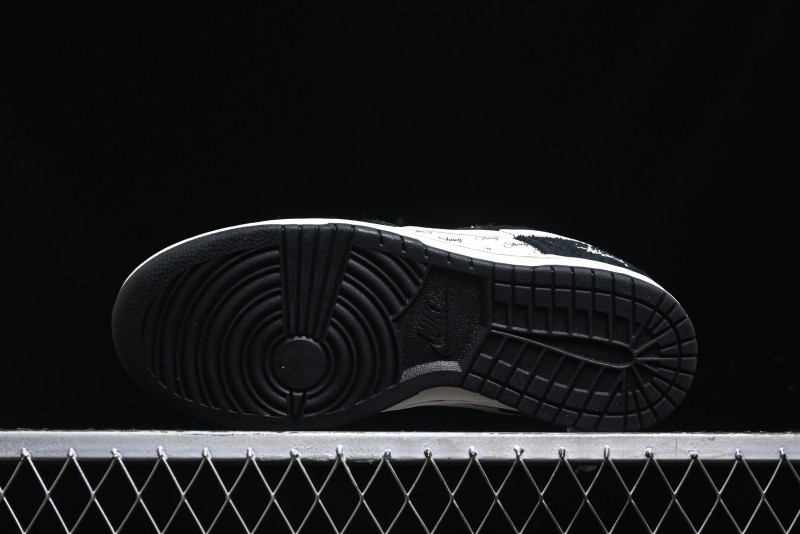 Nike SB Dunk Low Stussy Collaboration - Black White Mini Swoosh Anniversary Custom Low-Top Casual Skate Shoes - XY1688-017