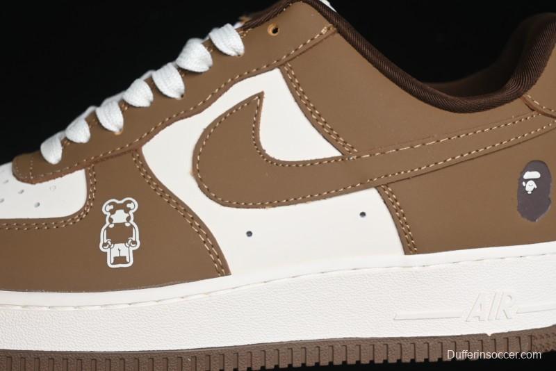 Nike Air Force 1 '07 Low Bape Collaboration - Brown Violent Bear Casual Sneakers - DF0188-013