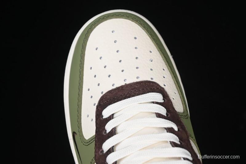 Nike Air Force 1 '07 Low Stussy Collaboration - Green Brown Low-Top Casual Sneakers - KK1988-038
