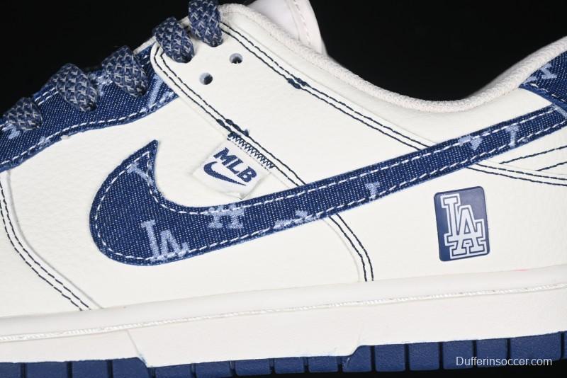 Nike SB Dunk Low MLB Collaboration - Denim Blue Swoosh Anniversary Customized Low-Top Casual Sneakers - DJ2024-044