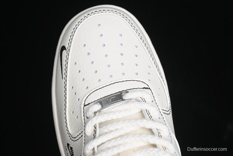 Nike Air Force 1 '07 Low Stussy Collaboration - White Black Swoosh Red Tab Low-Top Casual Sneakers - SJ6698-015