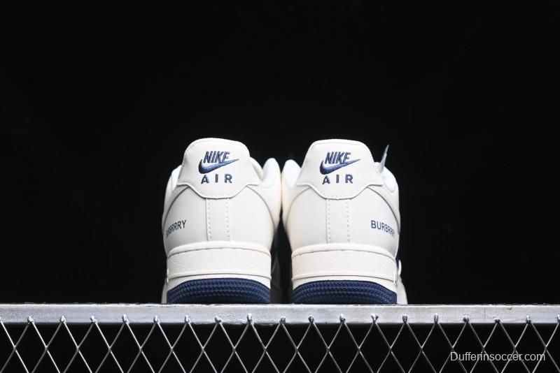 Nike Air Force 1 '07 Low Burberry Collaboration - Off White Navy Blue Patchwork Low Top Casual Sneakers BB8588-222