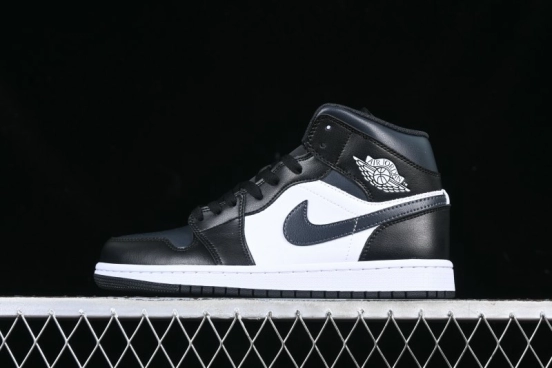 Nike Air Jordan 1 Mid AJ1 Basketball Shoes in Black White Gray - DQ8426-010