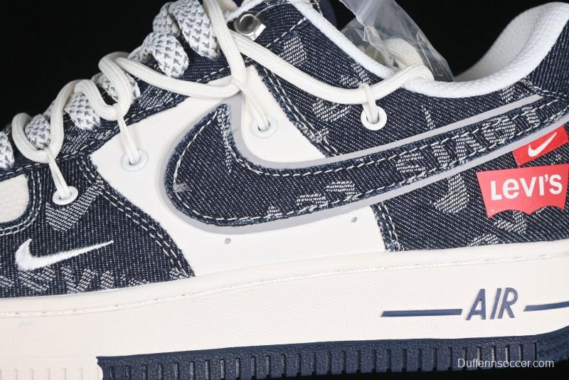 Nike Air Force 1 '07 Low Levi's Collaboration Light Blue Denim Drawstring Casual Sneakers - SJ1198-900