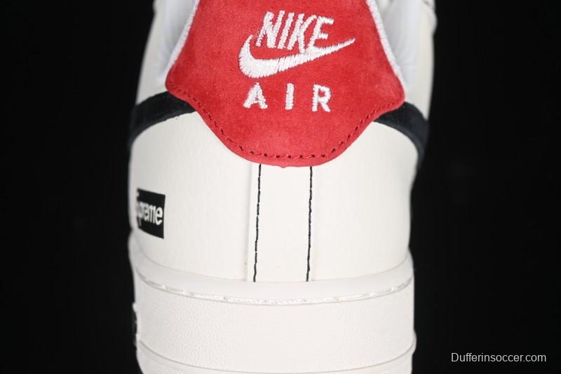 Nike Air Force 1 '07 Low Supreme Collaboration Casual Sneakers in Beige Black Red - BB7518-019