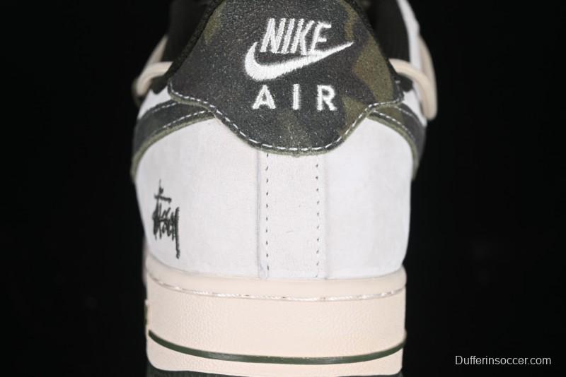 Nike Air Force 1 '07 Low Stussy Collaboration Camo Swoosh Drawstring Casual Sneakers - DM6688-014