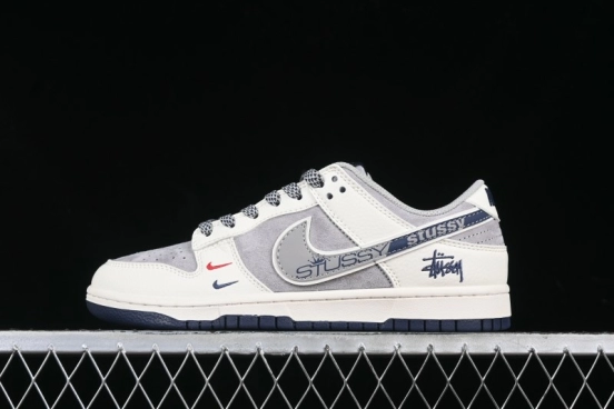 Nike SB Dunk Low Stussy Collaboration Beige Grey Print Grey Swoosh Anniversary Custom Low-Top Casual Skate Shoes - DM6868-009