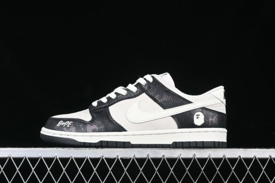 Nike SB Dunk Low BAPE Collaboration Splatter Pig Eight White Hook Anniversary High-End Custom Low-Top Casual Sneakers - DJ2024-053