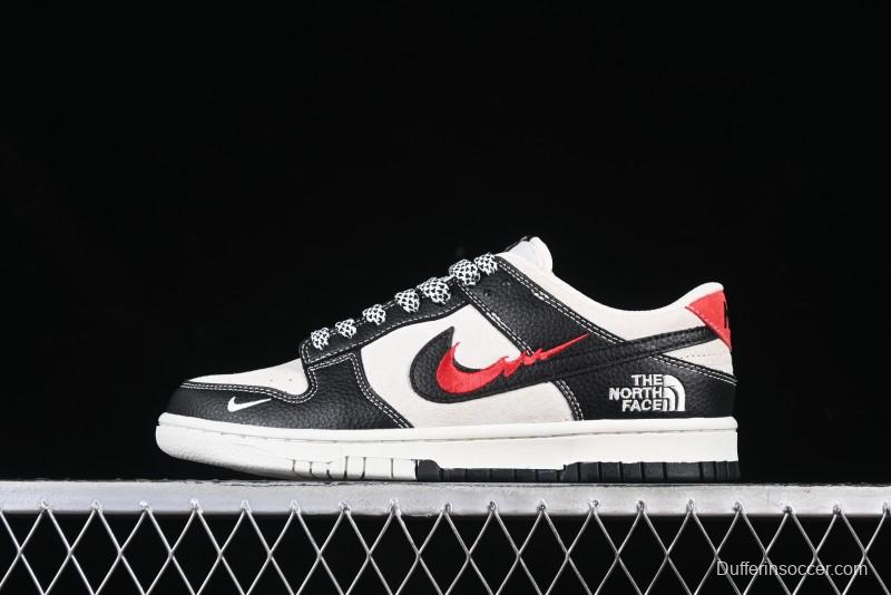 Nike SB Dunk Low The North Face Collaboration Embroidered Black Red Swoosh Anniversary High-End Custom Low-Top Casual Sneakers - DJ2024-128