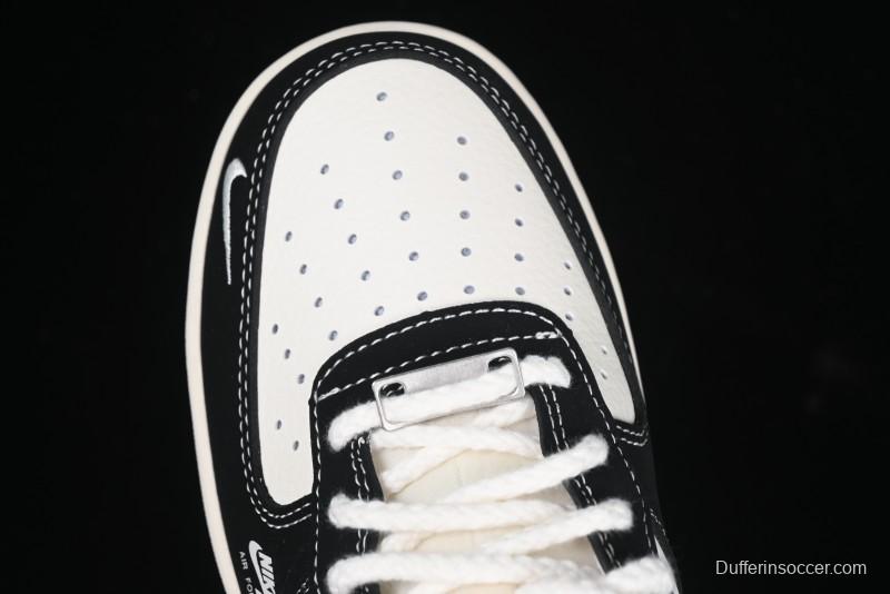 Nike Air Force 1 '07 Low Stussy Collaboration - Beige Black with Red Tab Low-Top Casual Sneakers - SJ6698-014