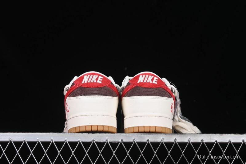 Nike SB Dunk Low Year of the Snake Series - Lace-Up Red Hook Anniversary High-End Custom Low-Top Casual Skate Shoes - YX5066-266