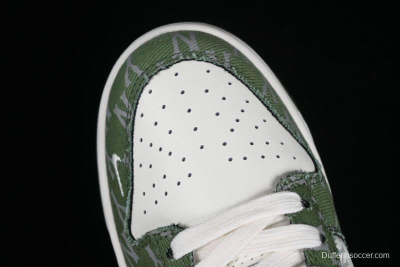 Nike SB Dunk Low MLB Collaboration - Green Denim Anniversary Custom Low-Top Casual Skate Shoes - DQ1098-345