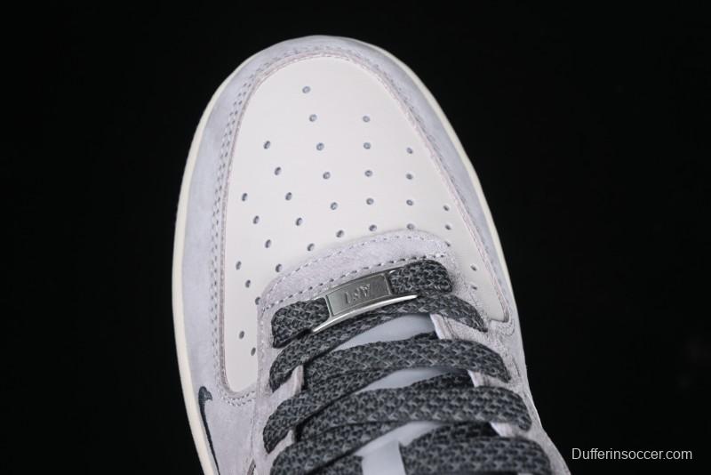 Nike Air Force 1 '07 Low Stussy Collaboration Grey Swoosh Casual Sneakers - XZ6188-911