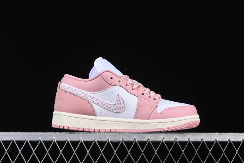 Nike Air Jordan 1 Low AJ1 Custom White Pink Low-Top Casual Lifestyle Sneakers - DC0774-162